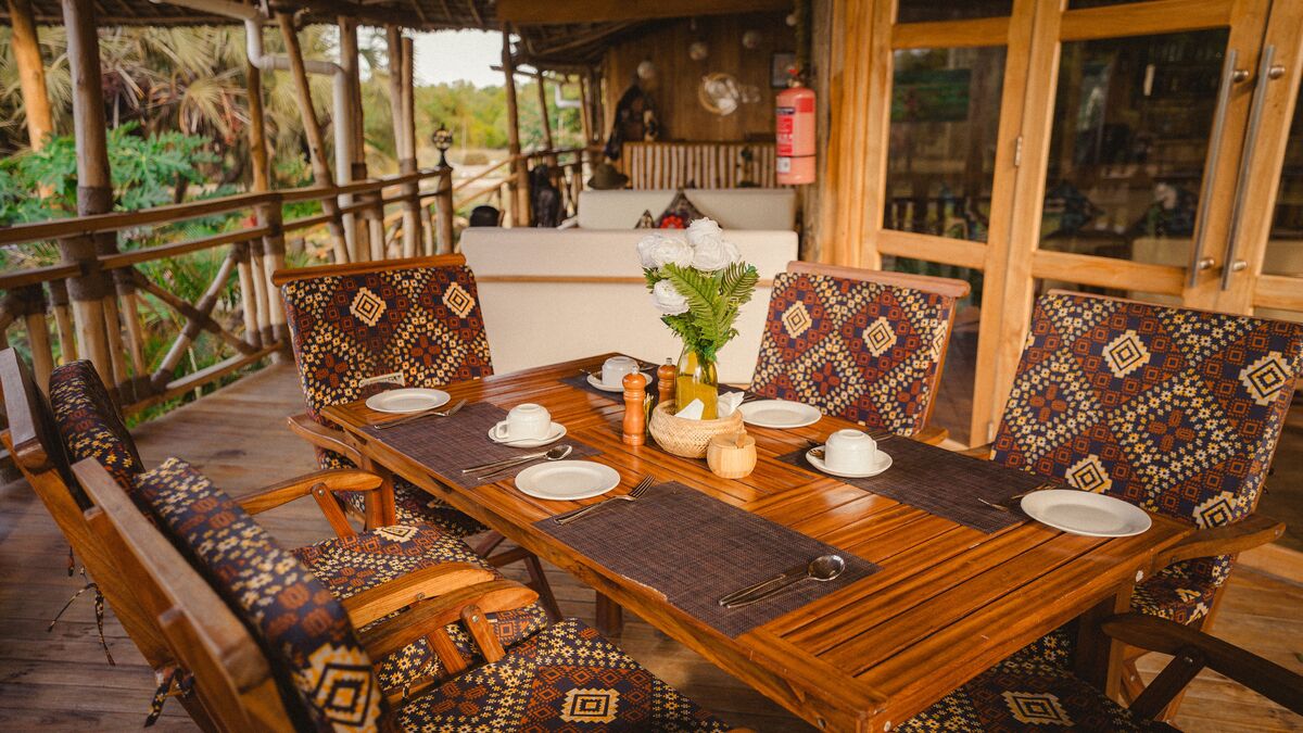 The table and the camp — Where you eat, where you sit and what the camp looks like when it is being used.