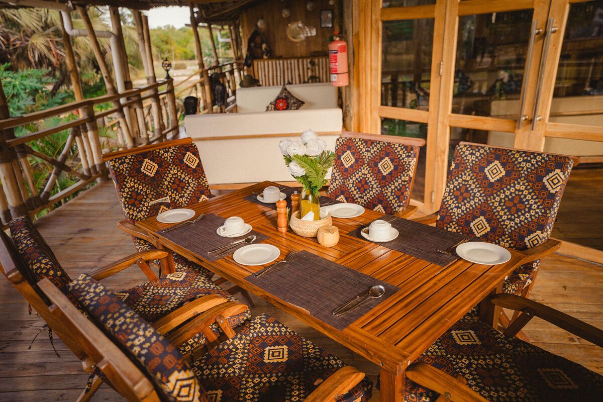 The table and the camp — Where you eat, where you sit and what the camp looks like when it is being used.