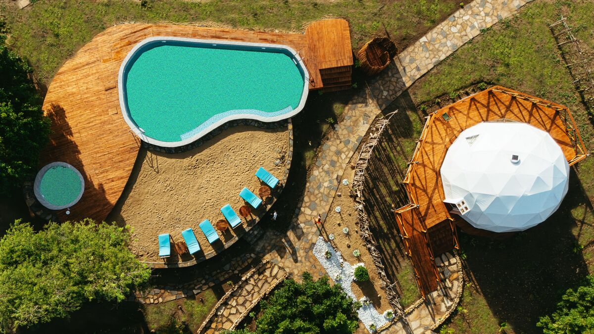 The camp in use — The main house, the boat bar, the restaurant and the pool — the parts of Cterra you live in.